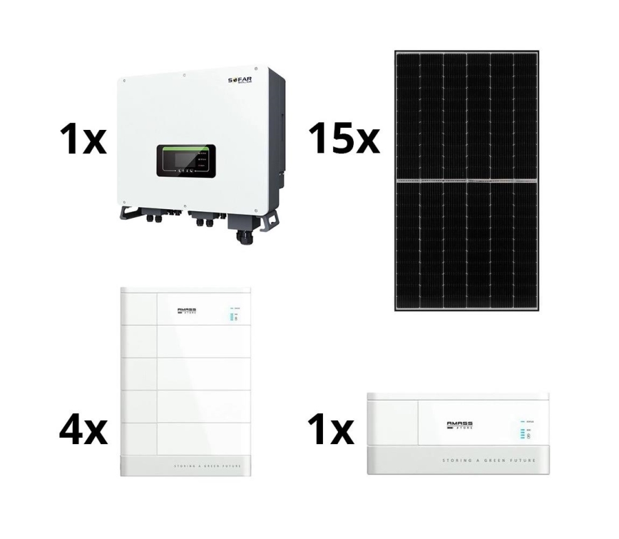 Solar-Kit SOFAR Solar - 6kWp JINKO + 6kW SOFAR Hybrid-Wechselrichter 3p +10,24 kWh Batterie