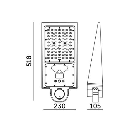 Dimmbare LED-Solar-Straßenleuchte mit Sensor STREET LED/30W/9,6V 3000/4000K 6000 mAh IP65 + Fernbedienung