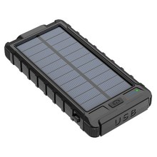 Solar-Powerbank mit Taschenlampe und Kompass 10000mAh 3,7V