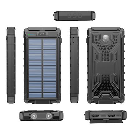 Solar-Powerbank mit Taschenlampe und Kompass 10000mAh 3,7V