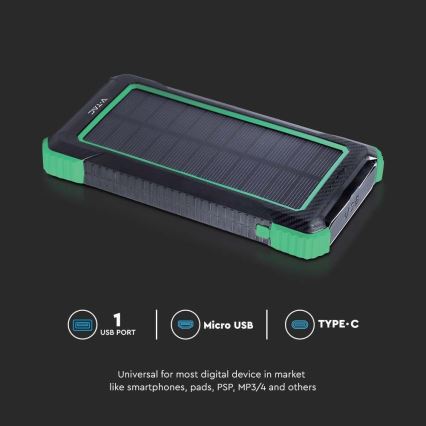 Solar-Powerbank Power Delivery 10000mAh/10W/5V schwarz