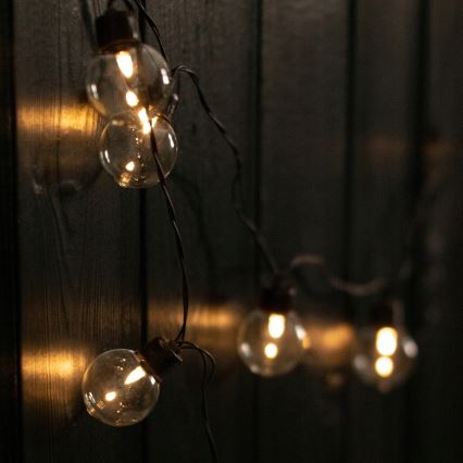 Solarbetriebene LED-Dekor-Lichterkette 20 LEDs / 8 Funktionen 500 mAh 7,6 m IP67 warmweiß