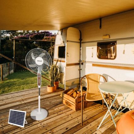 Solarbetriebener Standventilator 15 W/4 V/230 V, 120 cm, weiß