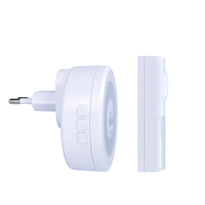 Kabellose Türklingel mit LED-Beleuchtung und Bewegungssensor für 230V-Steckdose IP55