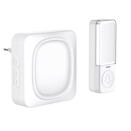 Kabellose Steckdosen-Türklingel mit LED-Beleuchtung 230V IP56 weiß