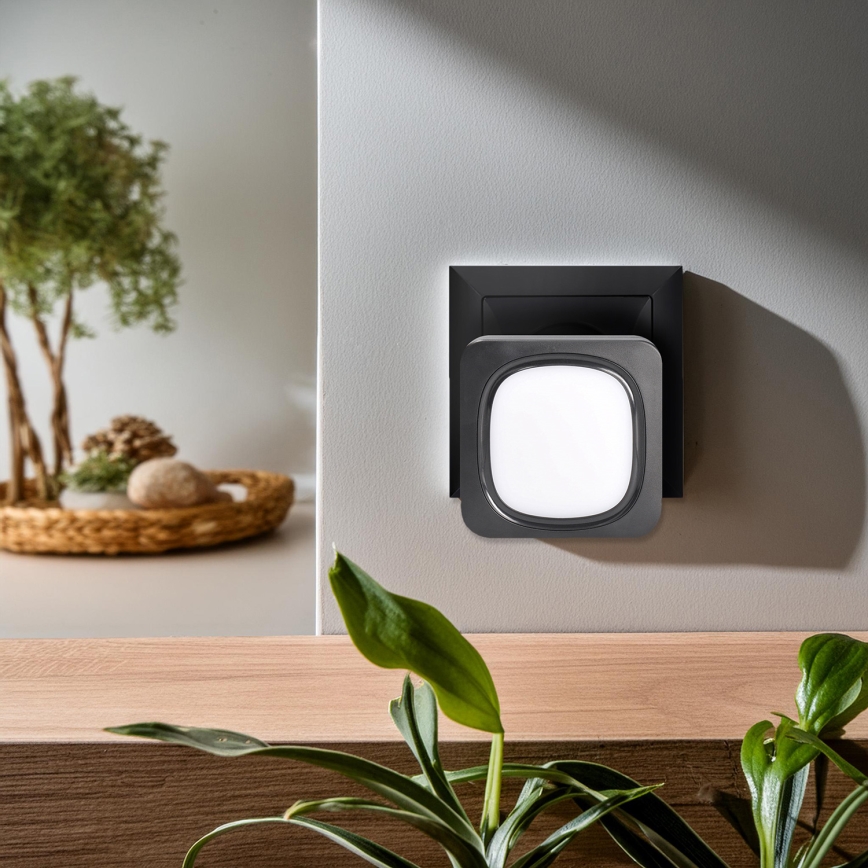 Kabellose Steckdosen-Türklingel mit LED-Beleuchtung 230V IP56 schwarz