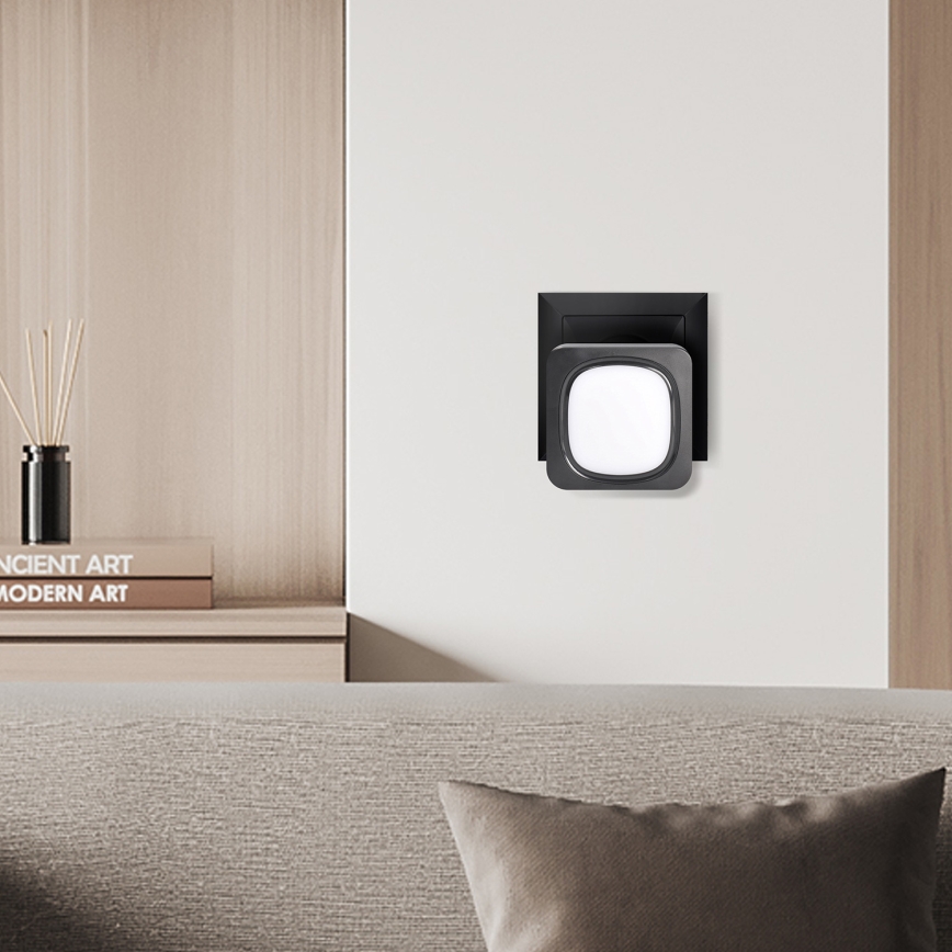 Kabellose Steckdosen-Türklingel mit LED-Beleuchtung 230V IP56 schwarz
