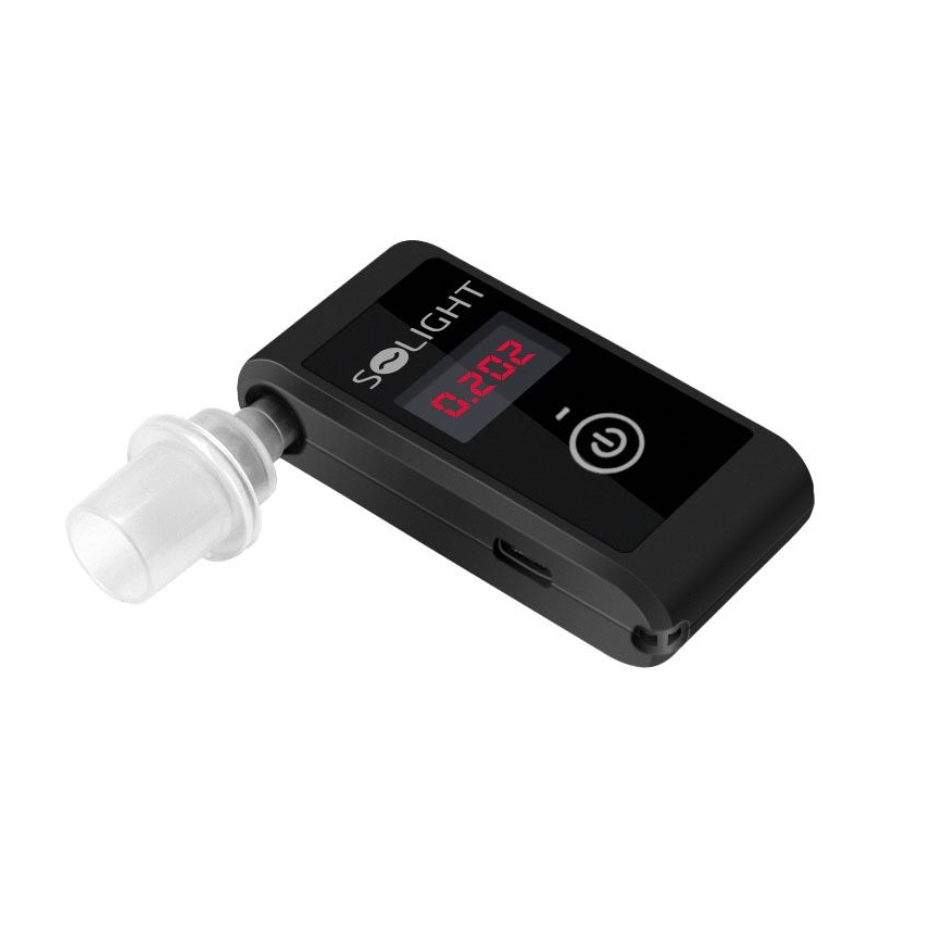 Wiederaufladbarer Mini-Alkoholtester mit Fuel-Cell-Sensor, 0,0 - 5,0‰ (BAK), Empfindlichkeit 0,08‰, 5V
