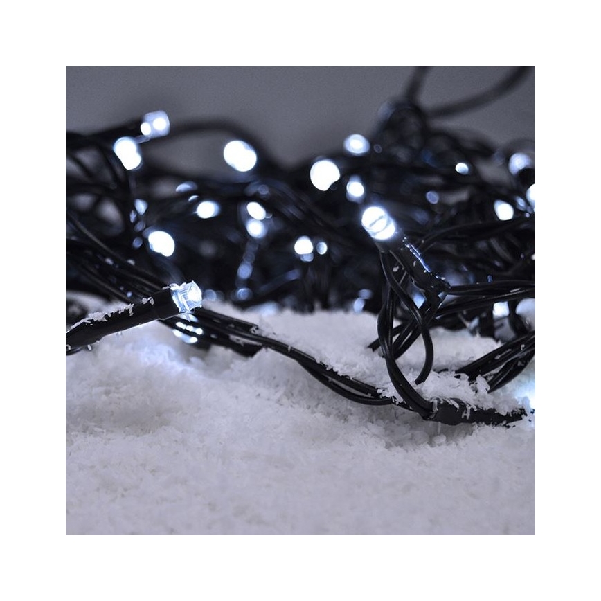LED-Außen-Lichterkette, 100 LEDs, 8 Funktionen, 13 m, IP44, kaltweiß