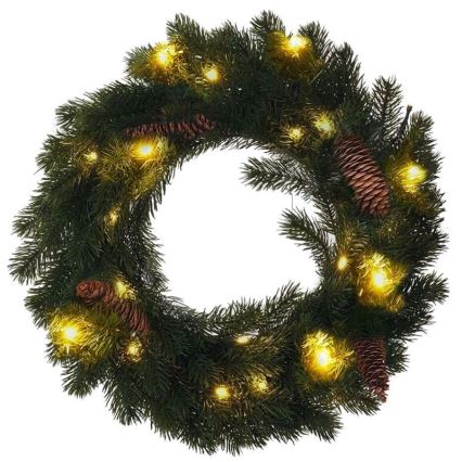 LED Außen-Weihnachtskranz 15xLED/3xAA IP44