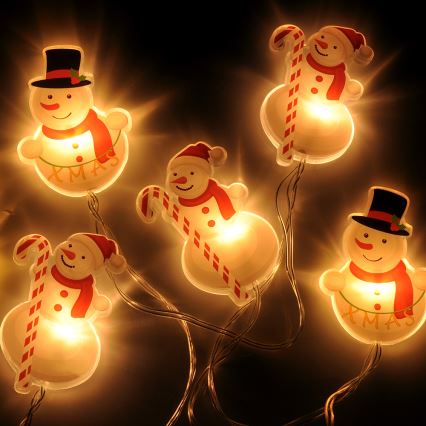 LED-Lichterkette mit Saugnäpfen 6xLED/2xAA 1,2m warmweiß Schneemann