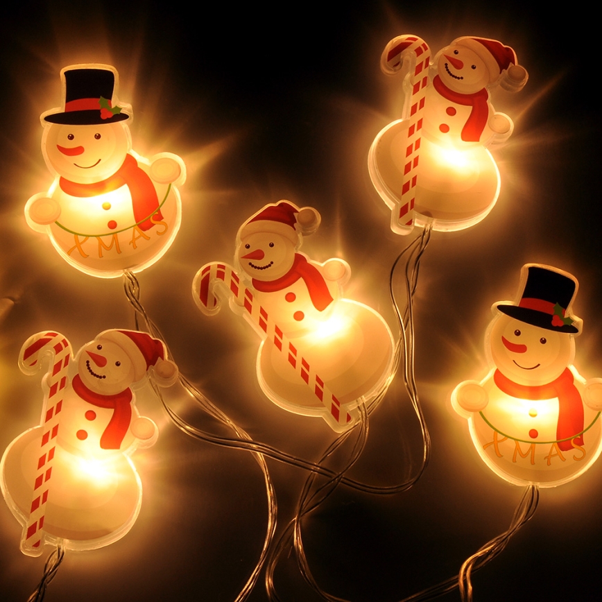 LED-Lichterkette mit Saugnäpfen 6xLED/2xAA 1,2m warmweiß Schneemann