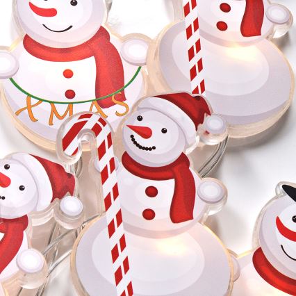 LED-Lichterkette mit Saugnäpfen 6xLED/2xAA 1,2m warmweiß Schneemann