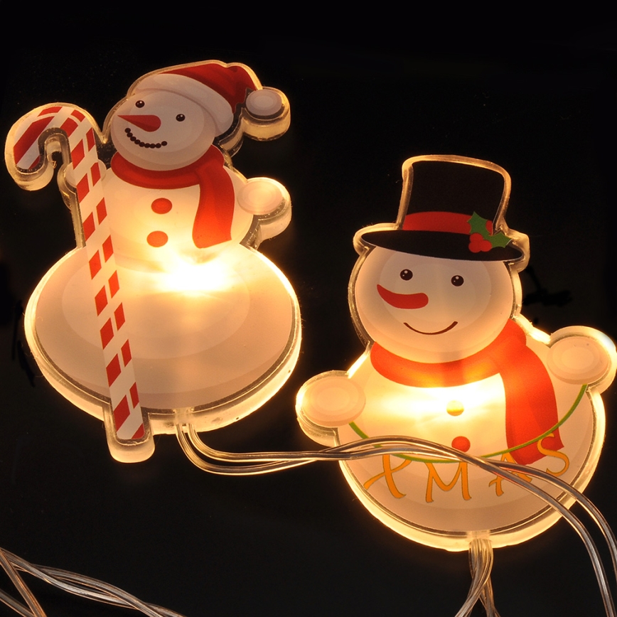 LED-Lichterkette mit Saugnäpfen 6xLED/2xAA 1,2m warmweiß Schneemann