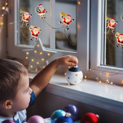 LED Weihnachtslichterkette mit Saugnäpfen 6xLED/2xAA 1,2m warmweiß santa