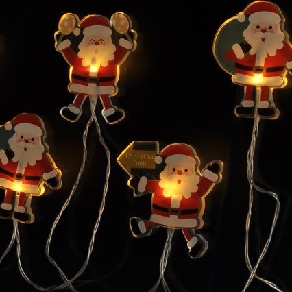 LED Weihnachtslichterkette mit Saugnäpfen 6xLED/2xAA 1,2m warmweiß santa