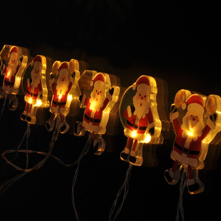 LED Weihnachtslichterkette mit Saugnäpfen 6xLED/2xAA 1,2m warmweiß santa
