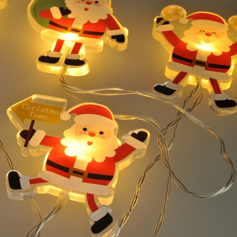 Solight 1V251 – LED-Weihnachtslichterkette mit Saugnäpfen 6xLED/2xAA 1,2m  warmweiß Weihnachtsmann | | Solarleuchten