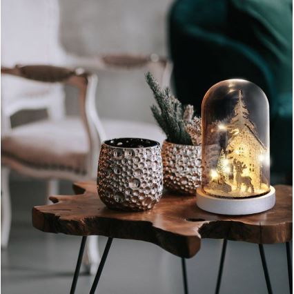 LED-Weihnachtsdekoration LED/2xAAA verschneite Landschaft mit Haus