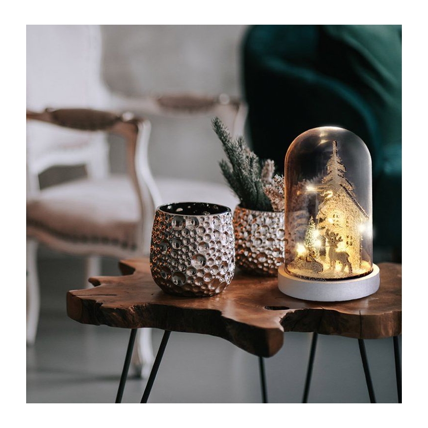 LED-Weihnachtsdekoration LED/2xAAA verschneite Landschaft mit Haus