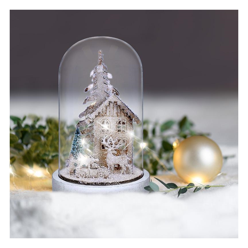 LED-Weihnachtsdekoration LED/2xAAA verschneite Landschaft mit Haus