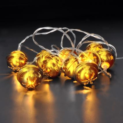 LED-Lichterkette 10xLED/2xAA/warmweiß 1,8m mit Glöckchen