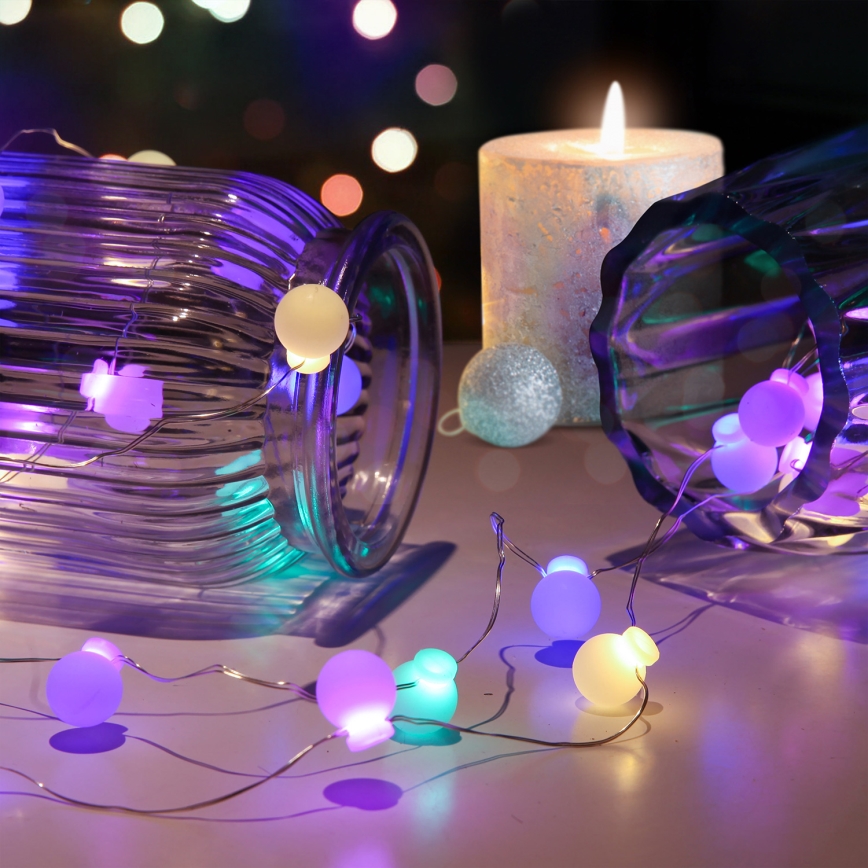 LED-Lichterkette, 40 LEDs, 2×AA, 4,3 m, mehrfarbig
