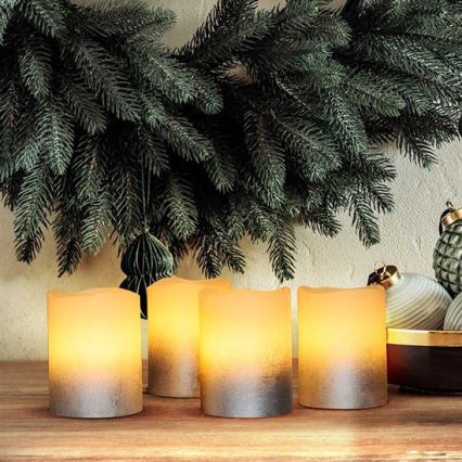 4er-Set LED-Kerzen aus natürlichem Wachs LED/1xCR2032 warmweiß