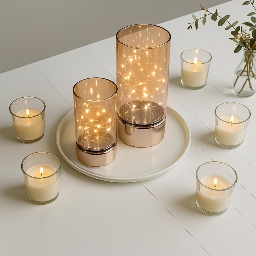 2er-Set LED-Weihnachtsbeleuchtung 20xLED+10xLED/2xAA+3xAA warmweiß