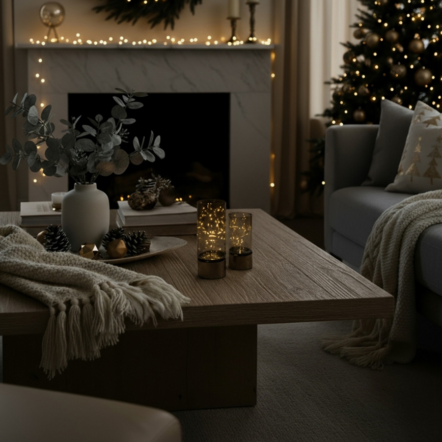 2er-Set LED-Weihnachtsbeleuchtung 20xLED+10xLED/2xAA+3xAA warmweiß