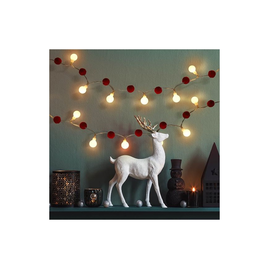 LED-Lichterkette, 20 LEDs / 2× AA, 1,8 m, warmweiß