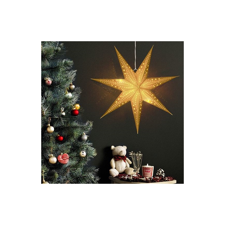 LED-Weihnachtsdekoration 20xLED/2xAA 60 cm warmweiß goldener Stern