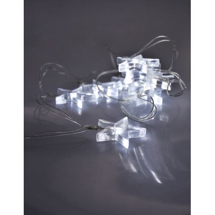 LED Weihnachtskette 2,5 m 10xLED/2xAA Sterne weißes Licht