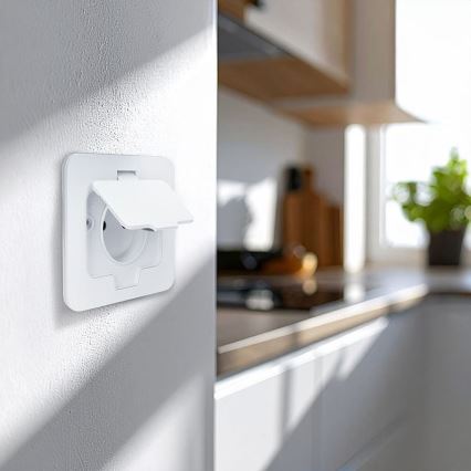 Einbau-Bodensteckdose für den Außenbereich, IP55, weiß, rechteckig