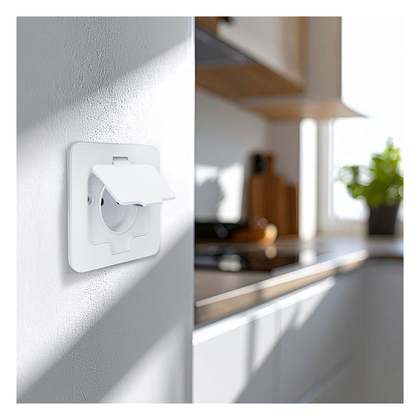 Einbau-Bodensteckdose für den Außenbereich, IP55, weiß, rechteckig