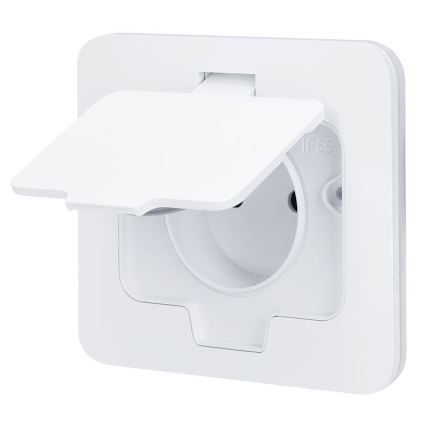 Einbau-Bodensteckdose für den Außenbereich, IP55, weiß, rechteckig