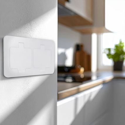 Bodeneinbausteckdose für den Außenbereich, 2-fach, IP55, weiß, rechteckig