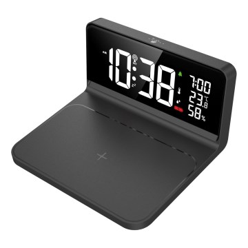 Solight CA06 - LED-Wecker mit LCD-Anzeige und kabelloser Aufladung Qi LED/10W/230V