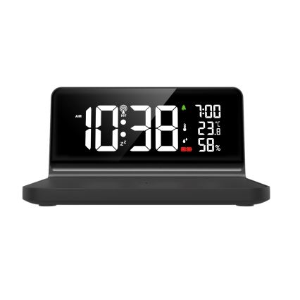 LED-Wecker mit LCD-Display und kabellosem Qi-Ladegerät LED/10W/230V