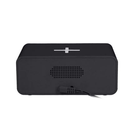 Digitaluhr mit Qi‑Ladefunktion (kabellos), 230 V / CR2032, schwarz