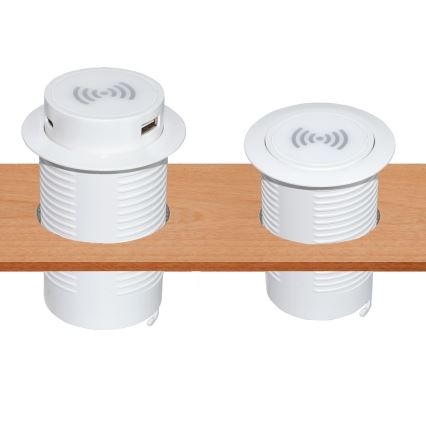 Eingebautes kabelloses Ladegerät + USB A+C weiß