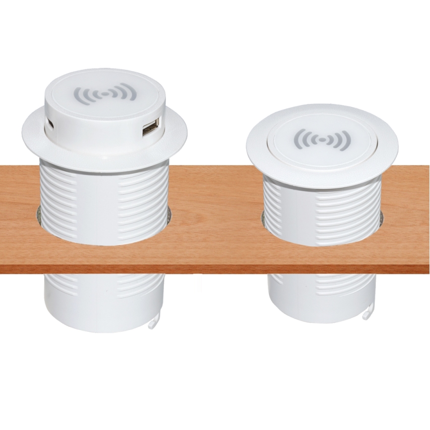 Eingebautes kabelloses Ladegerät + USB A+C weiß