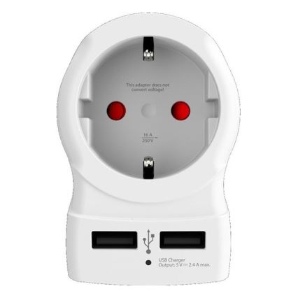 Reiseadapter für die USA 230V + 2x USB-Anschluss