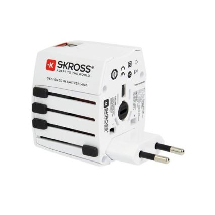 Internationaler Reiseadapter 230V + 2x USB-Anschluss