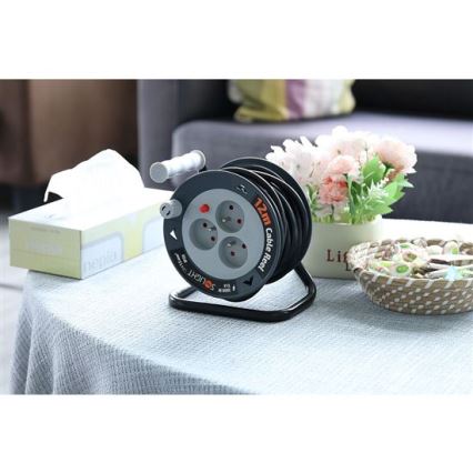 Kabeltrommel mit 3 Steckdosen, 12 m