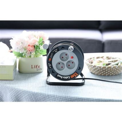 Verlängerungskabel auf Kabeltrommel, 3-fach, 12 m