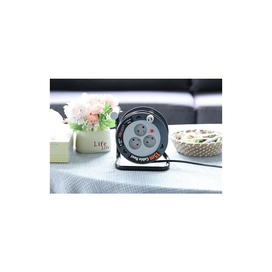 Verlängerungskabel auf Kabeltrommel, 3-fach, 12 m