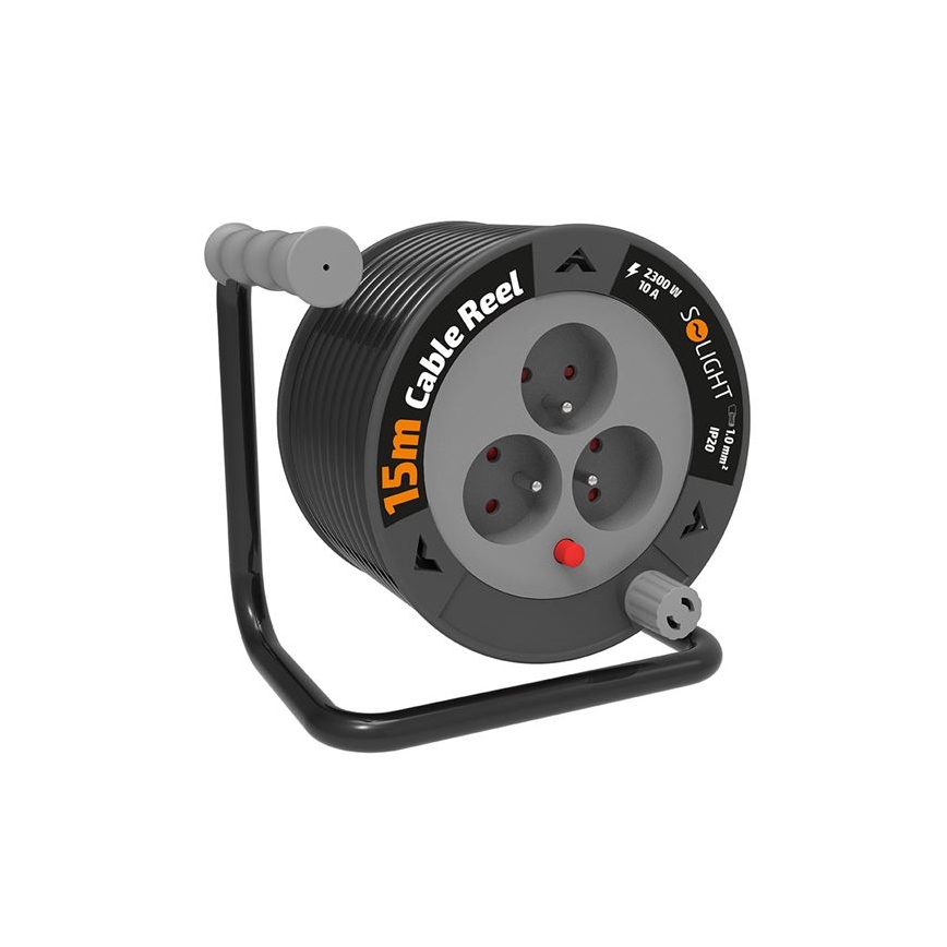 Verlängerungskabel auf Kabeltrommel, 3-fach, 12 m