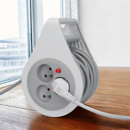 Aufrollbare Kabeltrommel mit 3 Steckdosen, 10 m