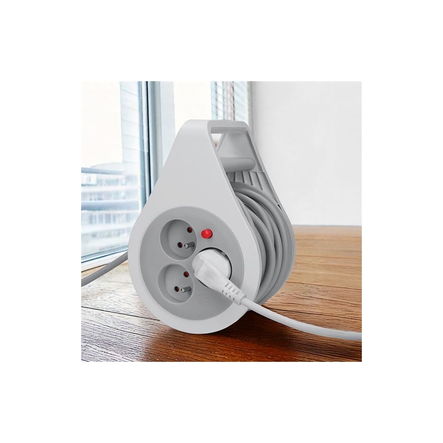 Aufrollbare Kabeltrommel mit 3 Steckdosen, 10 m